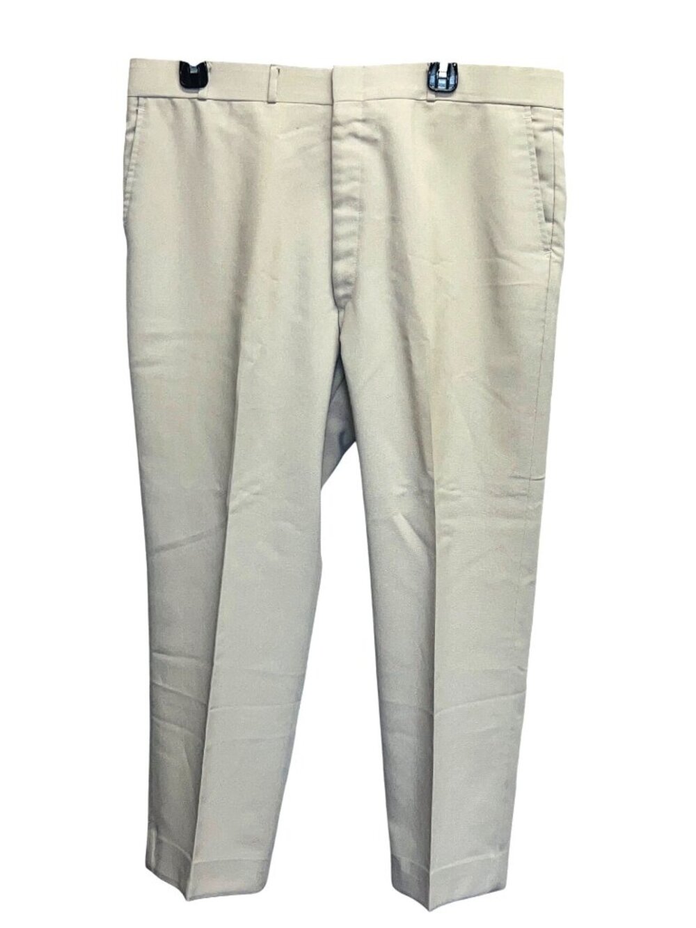Mens Beige Higgins Trousers Made In USA Classic Fit 36 Pockets Flat Front